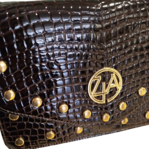 ELEGANCKA LISTONOSZKA Z TŁOCZENIEM CROCO I ZŁOTYMI NITAMI ZIA DESIGN