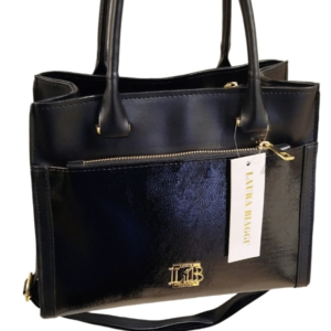 ELEGANCKA TOREBKA DAMSKA LAURA BIAGGI SHOPPER LAKIEROWANE WYKOŃCZENIE PASEK