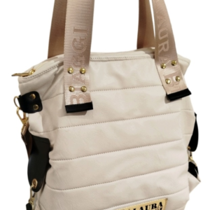 TOREBKA DAMSKA LAURA BIAGGI ELEGANCKA PIKOWANA SHOPPER ECRU POJEMNA