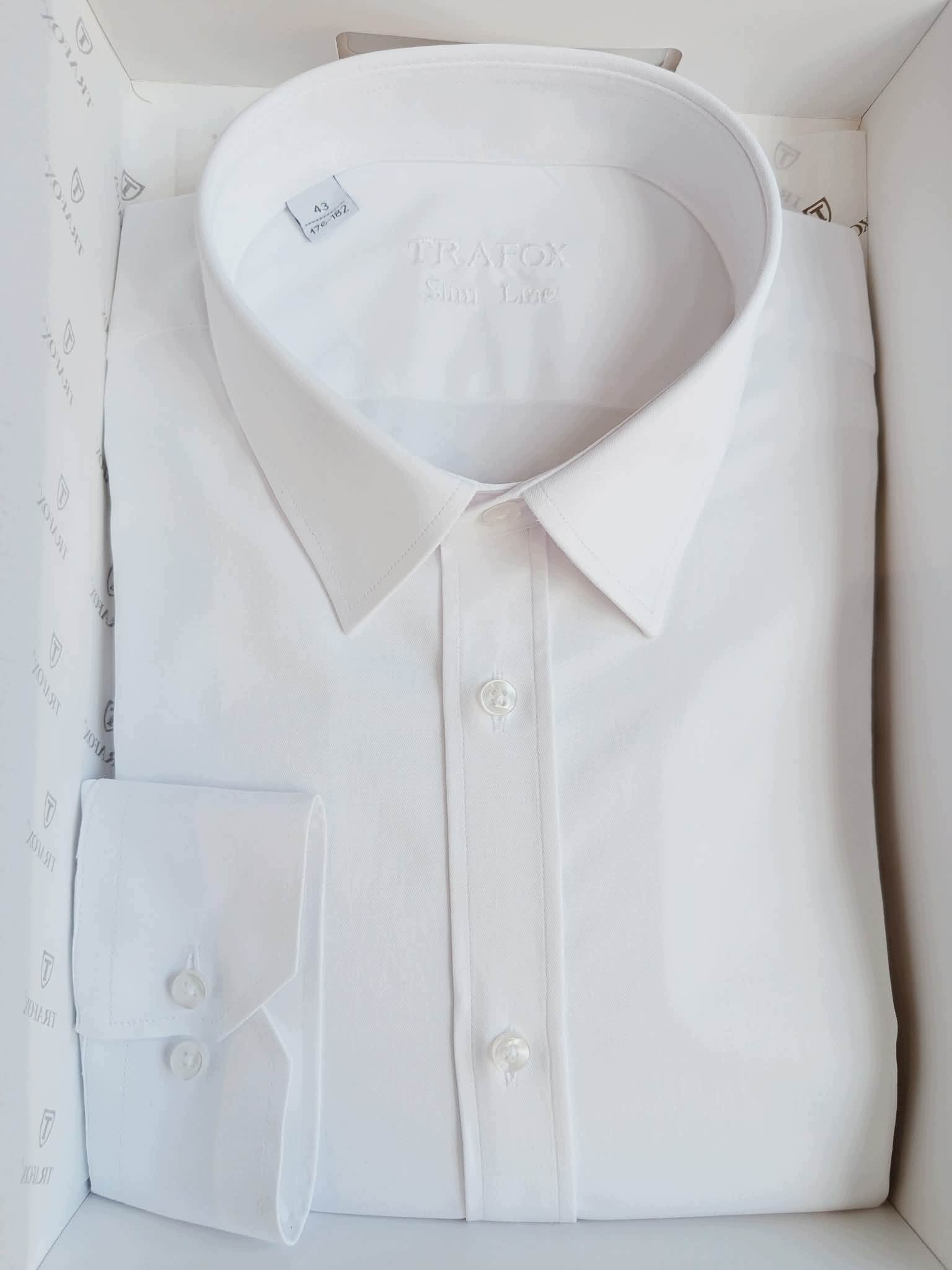 ELEGANCKA BIAŁA KOSZULA MĘSKA TRAFOX DŁUGI RĘKAW 46 REGULAR 176/182 - obrazek 3