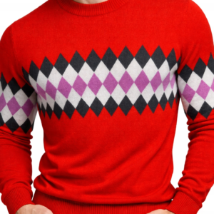 SWETER MĘSKI LUCKY LUCIANO WEŁNA/KASZMIR ROMBY L