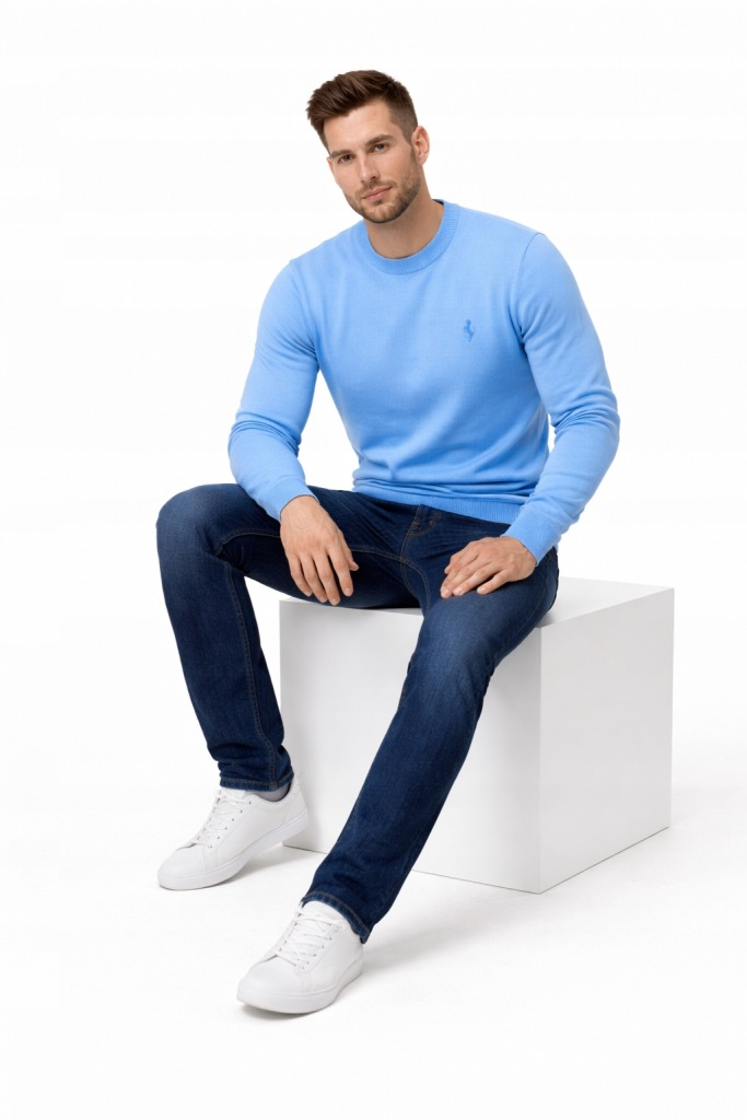 SWETER MĘSKI BŁĘKITNY POLO LARA KONIK 2XL - obrazek 2
