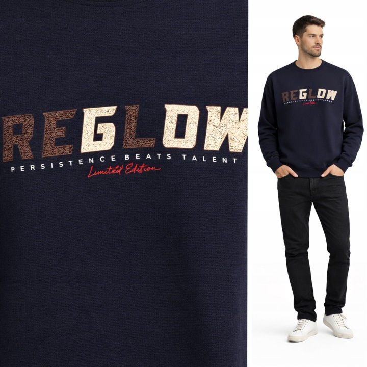 BLUZA MĘSKA CIEMNY GRANAT NAPIS REGLOW M