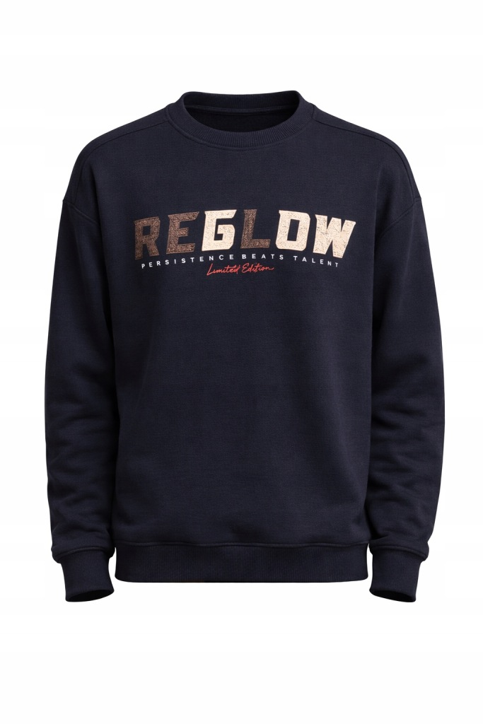 BLUZA MĘSKA CIEMNY GRANAT NAPIS REGLOW M - obrazek 2
