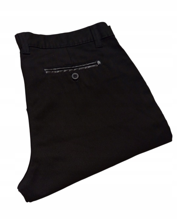 SPODNIE MĘSKIE VANKEL CZARNE ELEGANCKIE WSTAWKI pas 110cm/L32 - obrazek 2
