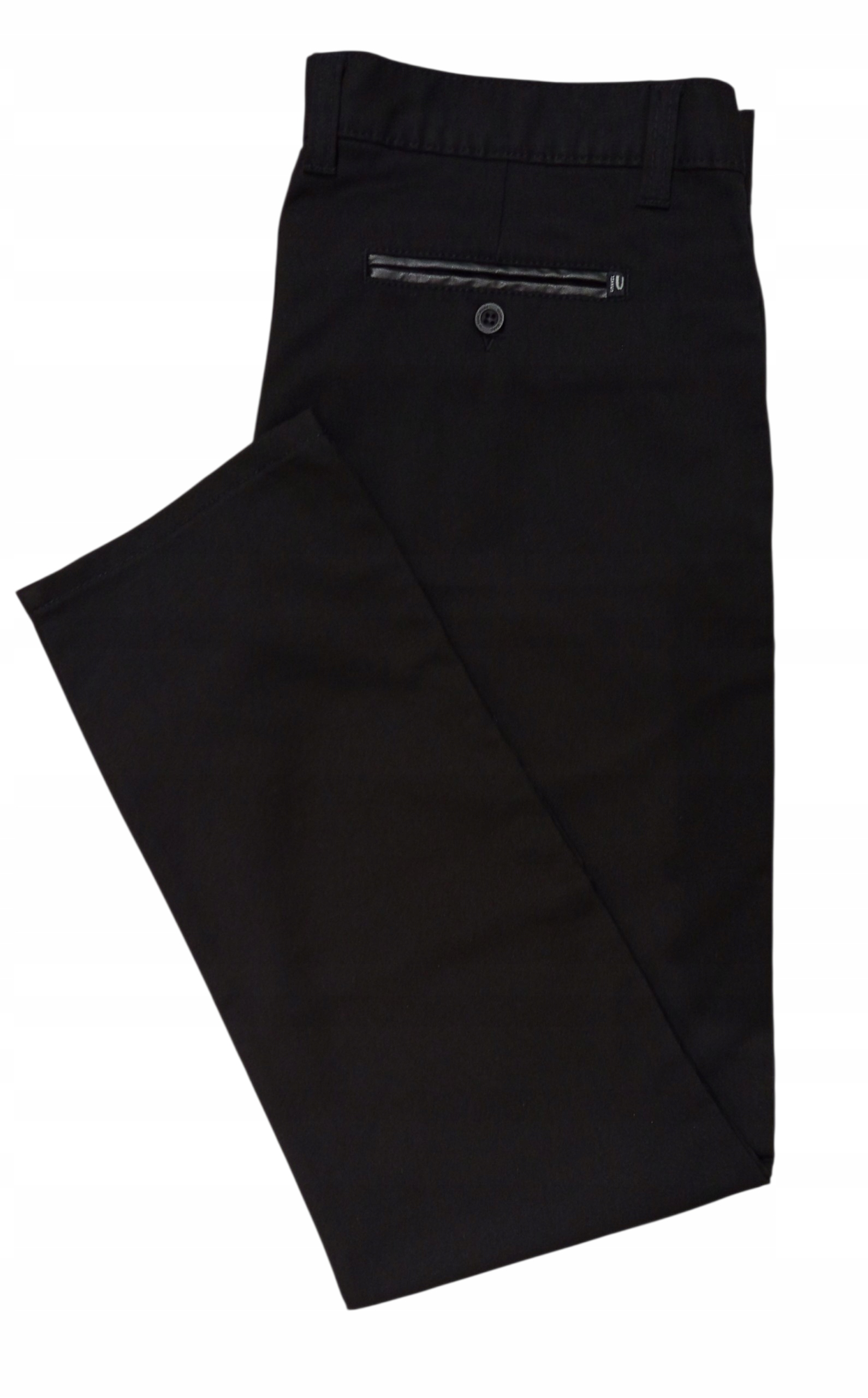 SPODNIE MĘSKIE VANKEL CZARNE ELEGANCKIE WSTAWKI pas 110cm/L32 - obrazek 3