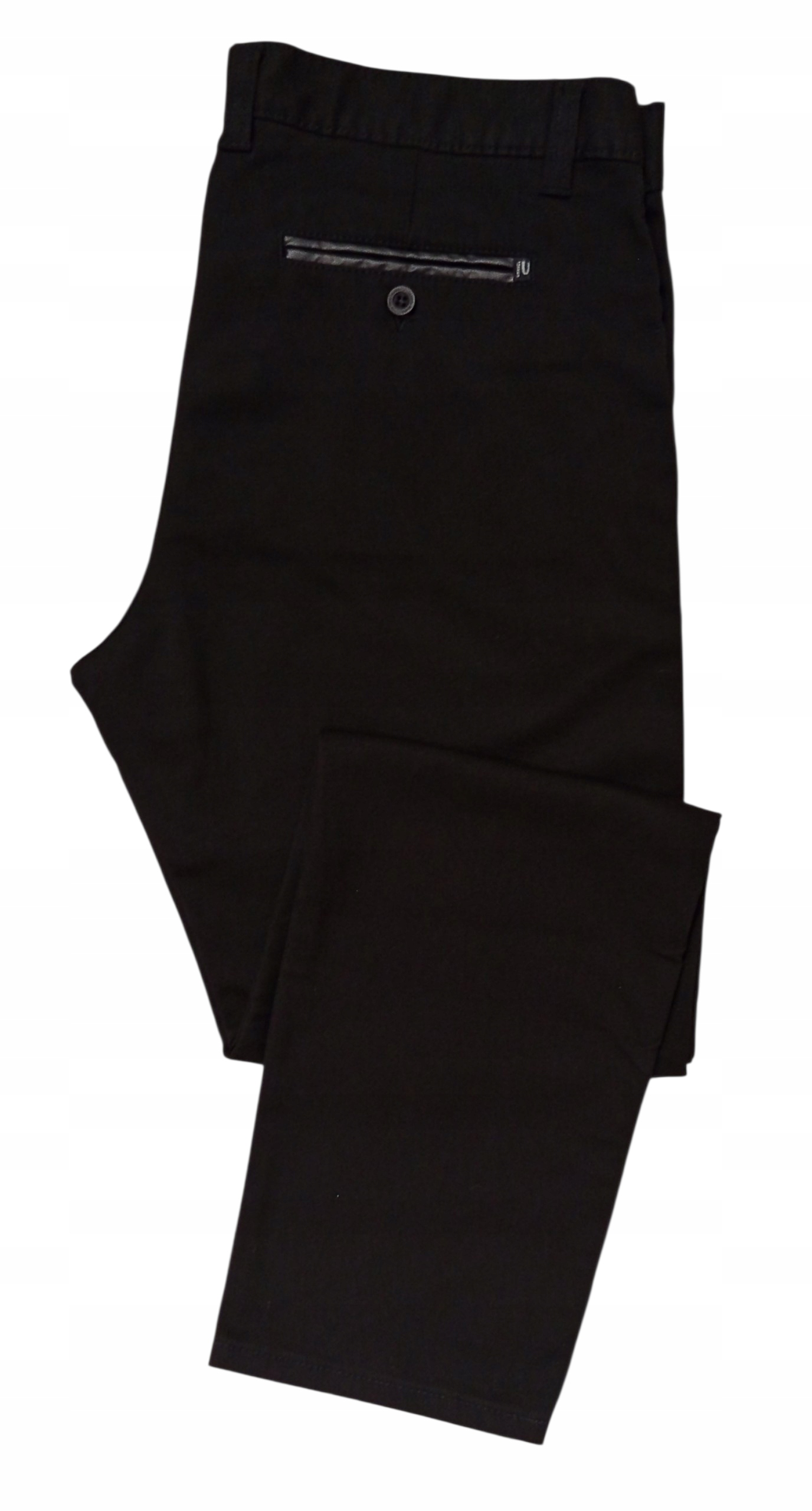 SPODNIE MĘSKIE VANKEL CZARNE ELEGANCKIE WSTAWKI pas 110cm/L32 - obrazek 5