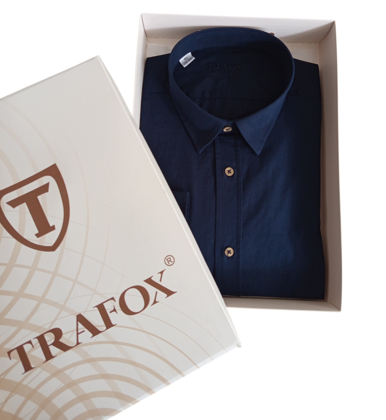 KOSZULA MĘSKA TRAFOX GRANAT DŁUGI RĘKAW 100% BAWEŁNA 43 SLIM 176/182 - obrazek 2
